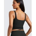 thumbnail image 2 of CRZ YOGA Womens Ribbed Henley Longline Sports Bras Square Back Padded Crop Tank Top, 2 of 5
