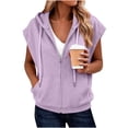thumbnail image 2 of NSLGXD Zip Up Hooded Vest Sweatshirt Women Adjustable Drawstring Hood Cap Sleeve Outerwear Jackets Daily Running Soft Layering Casual Tops S-3XL, 2 of 8