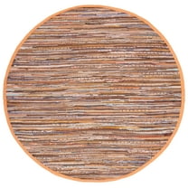 SAFAVIEH Rag Candis Striped Cotton Area Rug, Gold/Multi, 6' x 6' Round