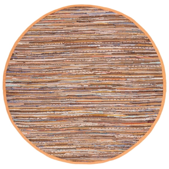SAFAVIEH Rag Candis Striped Cotton Area Rug, Gold/Multi, 6' x 6' Round