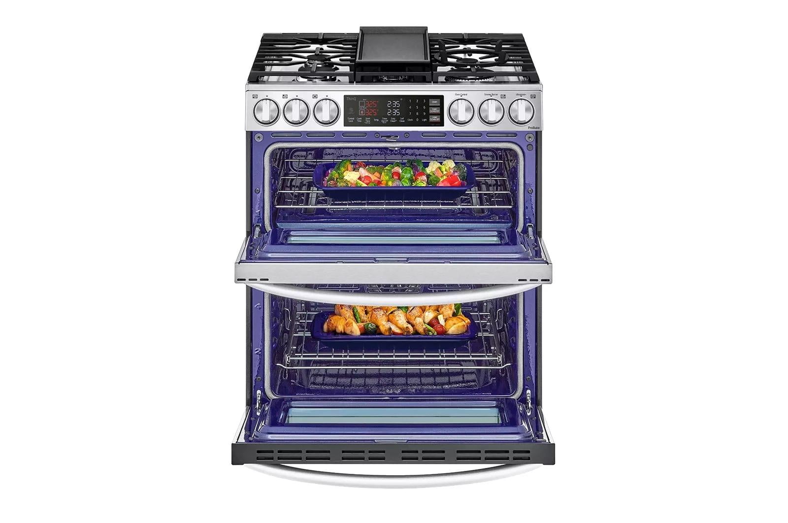 30 Inch Slide-In Gas Smart Range with 5 Sealed Burners, Double Oven, 6.9 Cu.