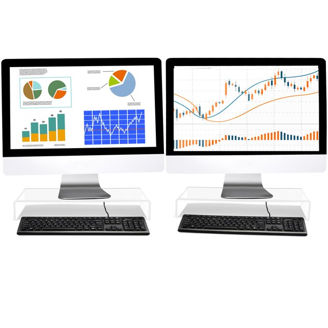 Jetec 2 Pcs Acrylic Monitor Stand Desktop Video Acrylic Monitor Riser Desk Shelf Computer Stand for Laptop TV Computer Screen Desk Organizer Teacher's Day Supplies (