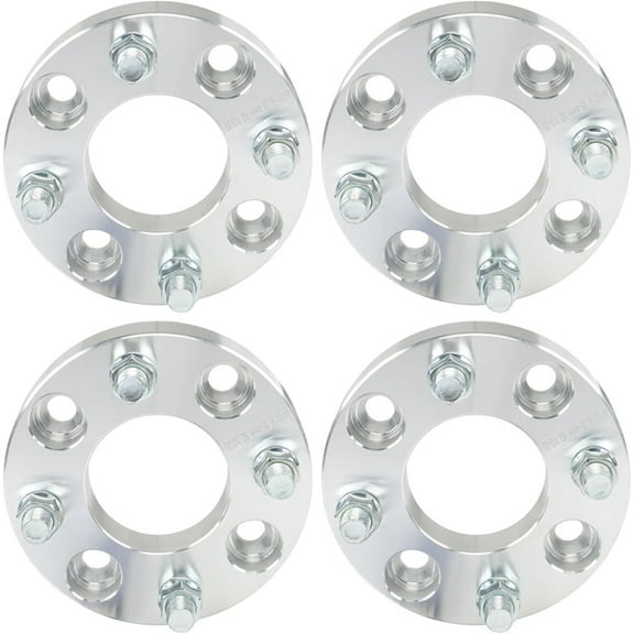 labwork Wheel Spacers Silver 4Pcs, 1 inch (25mm), 4x101.6mm, Hub Bore 62mm, Studs 1/2x20 Replacement for Golf Carts