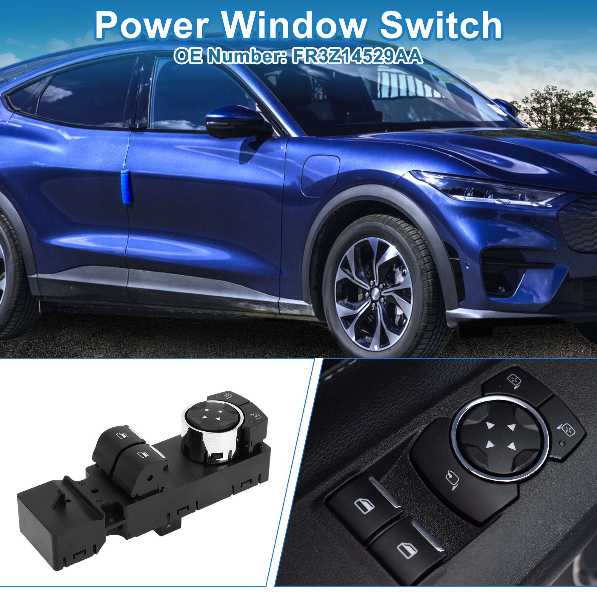 Unique Bargains Power Window Switch No.FR3Z14529AA for Ford 2015-2023 Black