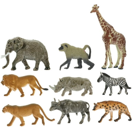 9 Pcs African Animal Models Figurines Cartoon Toys Picture Ornament Photo Mini Wild Statues