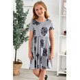 thumbnail image 3 of POGLIP Women's Gray Short Sleeve Pocketed Children's Floral Dress, 3 of 6