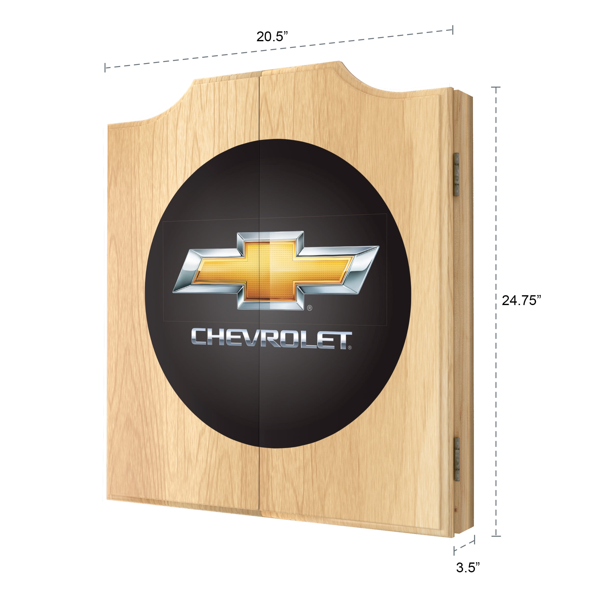 Chevrolet Logo Dart Board Cabinet Set with 6 Steel Tip Darts
