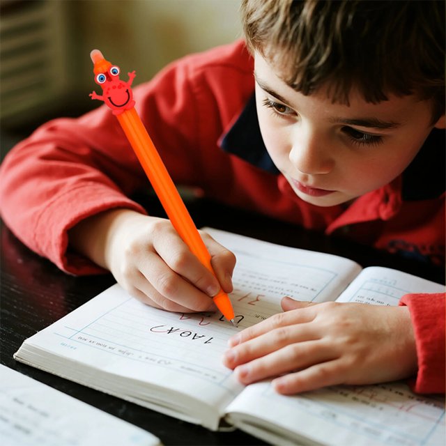 2026 Cute Cartoon Erasable Pen, Character Design with Friction Ink, Fun Writing Tool for Kids to Correct Mistakes, Smooth 0.5mm Tip for School Notes - Orange
