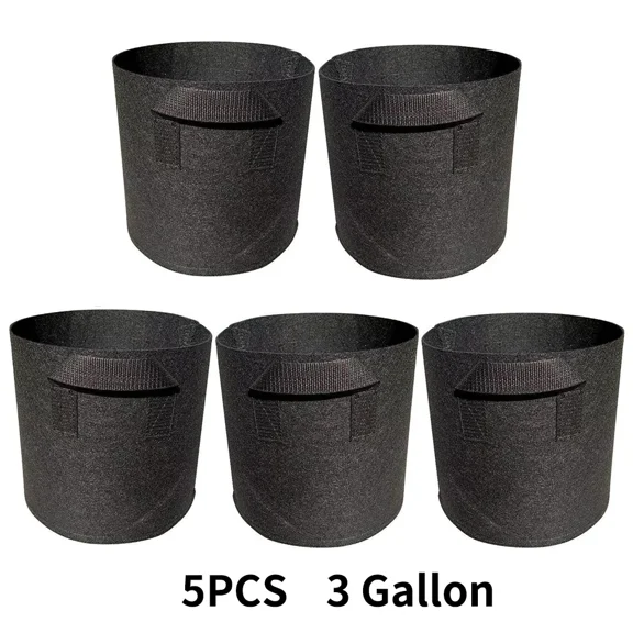 5 Pack Grow Bags, Garden Planting Nonwoven Fabric Pots with Reinforced Handle(3 Gallon,4 Gallon, 5 Gallon, 7 Gallon, 30 Gallon)