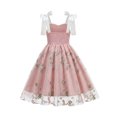 thumbnail image 5 of Girls Embroidered Tulle Dress Tie Strap Floral Ruffle Aline Dress Sleeveless Formal Birthday Party Dresses Pink, Size 5-6, 5 of 6