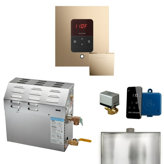 Mr Steam MS 12kW (12000W) Steam Shower Generator Package w/square iTempo Control in Polished Gold