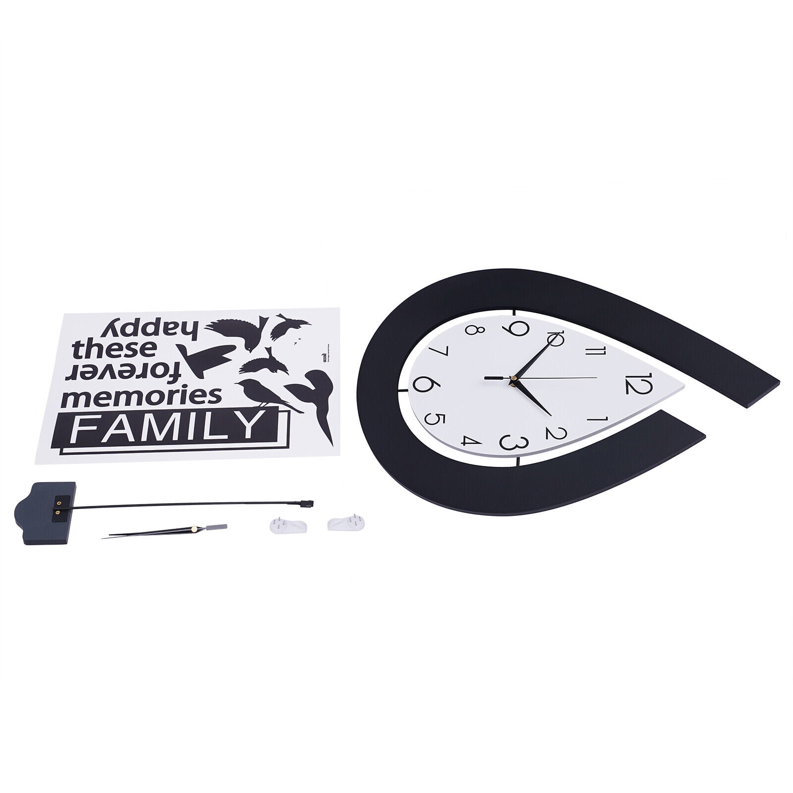 Pendulum Analog Wall Clock, Modern 11.81 x 22.44inch Large Silent Non Ticking Decorative Wall Clock for Living Room Dining Room Battery Operated