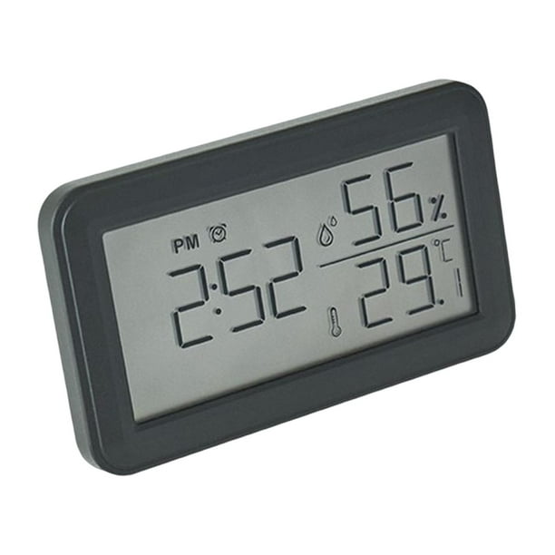 Reloj digital con higrómetro y temperatura, pantalla grande, reloj eléctrico de moda. Negro