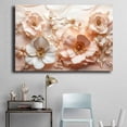 thumbnail image 4 of Mudket Blush Pink and White Flowers with Gold Trim Canvas Wall Art, Framed Floral Print, Ready to Hang Wall Decor for Living Room Bedroom, Luxury Artwork - 12"L x 8"W, 4 of 10