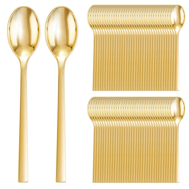 Cucharas de plástico DayAmmi, 100 unidades, desechables, doradas, resistentes