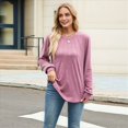thumbnail image 4 of Camisas de Larga para Mujer, Moda Otoño 2025, Camisas Formales Informales, Blusas Tipo Túnica Plisadas con Cuello Redondo. Rojo Púrpura XL, 4 of 10