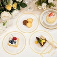 thumbnail image 5 of 100 Pieces Clear Gold Plastic Plates Disposable - 6.25 Inch Clear Plastic Dessert Plates with Gold Trim for Party&Wedding, 5 of 9