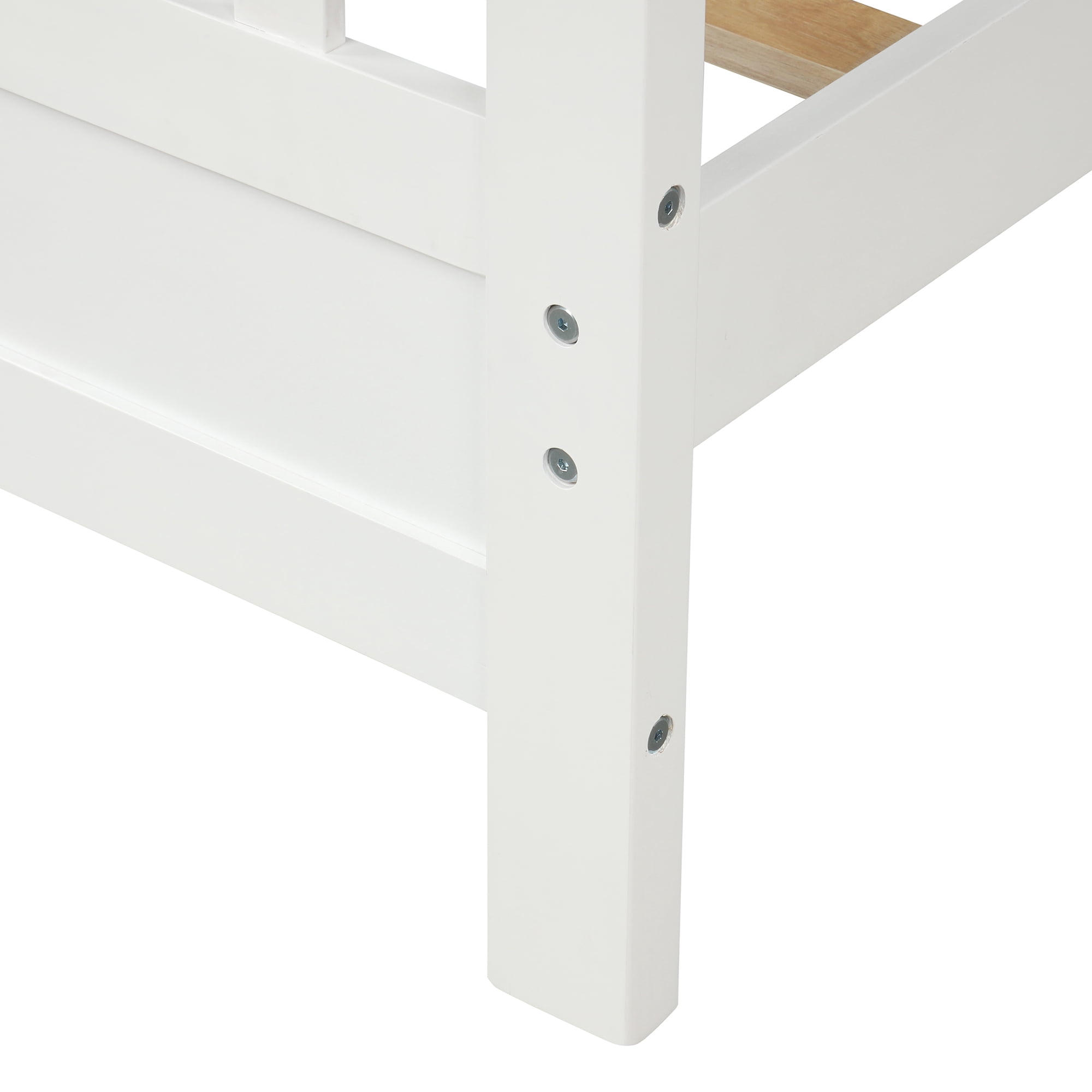 Gewnee Wood Full Size Platform Bed Frame with Headboard and Footboard for Kids,Teens,Adults,White