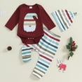 thumbnail image 2 of My First Christmas Baby Boy Girl Outfits Gingerbread/Stripe Romper + Pants +Hats Set Newborn Infant Fall Winter Holiday Clothes, 2 of 8