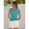 thumbnail image 3 of ANRABESS Womens High Neck Tank Tops Stretchy Sleeveless Racerback Sexy Slim Fit Basic Tee Shirts Y2K Trendy Summer Outfits Lake Green XX-Large, 3 of 8