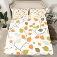 thumbnail image 2 of Manfei Teens Autumn Leaf Twin Sheet Sets, Farmhouse Plant Botanical Twin Fitted Sheet, Vintage Fashion Style Flat Sheet, Breathable Home Decor, 3 Pieces, 2 of 7