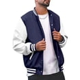 thumbnail image 1 of xiaxaixu Men's Spring Autumn Casual Coat Long Sleeve Lapel Button Up Contrast Color Baseball Jacket, 1 of 9