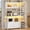 White, variant on Farmhouse 45.3" Bakers Rack with Power Outlet and LED Light, Kitchen Microwave Stand with Storage, Glass Cabinet and 8 Hooks
