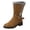 Brown, variant on JHOKCI Womens Plush Lined Winter Boots Low Heel Wide Calf Side Zipper Cozy Warm Mid Calf Snow Boots