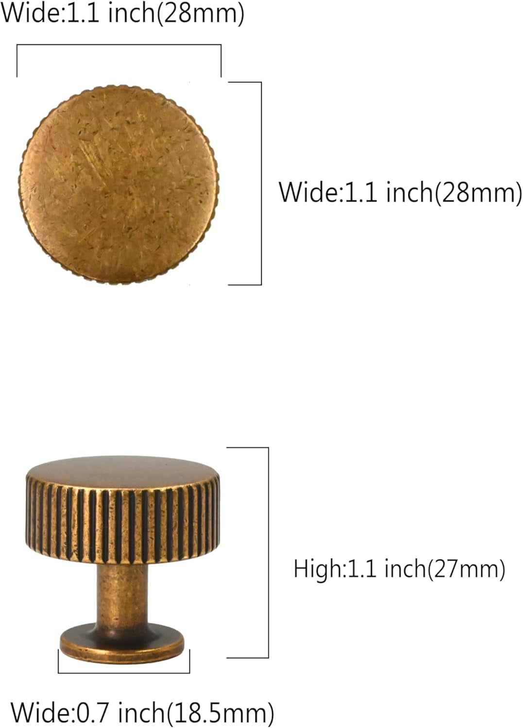 10 Pack Antique Brass Kitchen Cabinet Knobs Hardware Zinc for Dresser Drawers