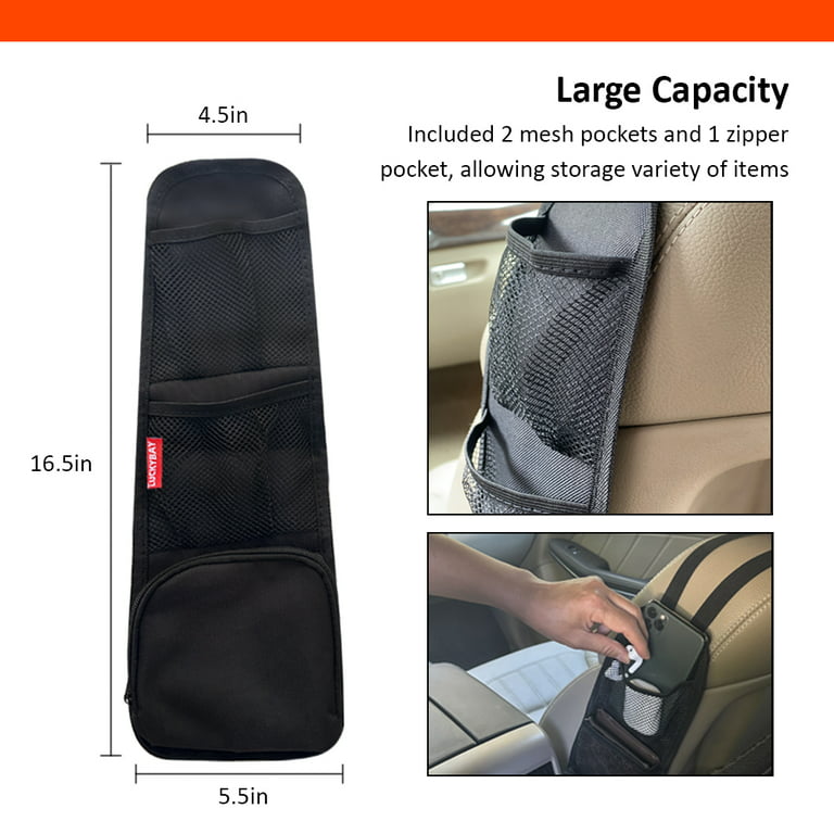 Luckybay Car Seat Side Organizer, Auto Seat Storage Hanging Bag Phone  Holder with Mesh Pocket for Car, SUV, Truck(Black) 
