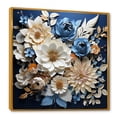 thumbnail image 2 of Designart "Collage Of Blue And White Seasonal Blooms IV" Flowers Floater Framed Canvas Prints, 2 of 5