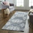 thumbnail image 5 of 8' Blue Gray And Taupe Abstract Stain Resistant Runner Rug, 5 of 6