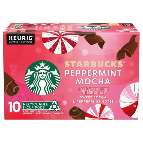 Starbucks Flavored K-Cup Coffee Pods — Peppermint Mocha for Keurig Brewers — 1 box (10 pods)