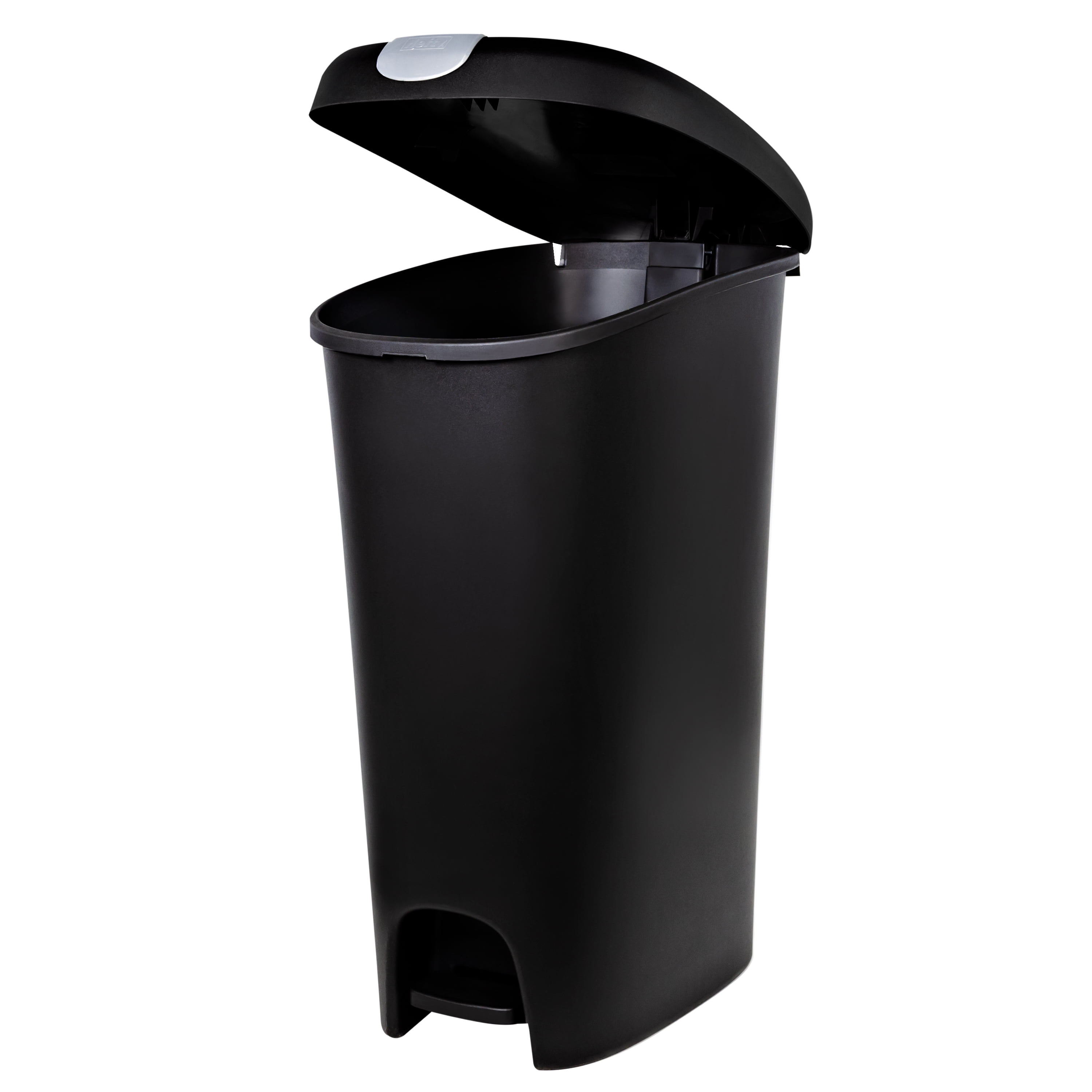 Hefty Step-On Gunmetal 13-Gallon Waste Can with Soft Close Lid