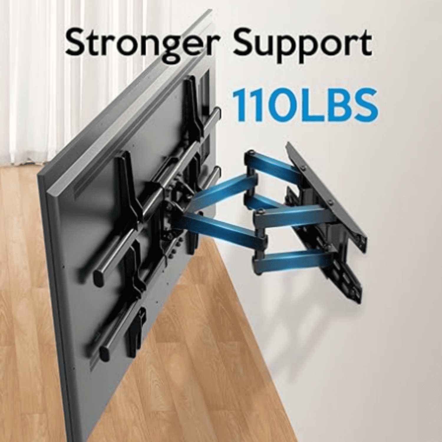 Full Motion TV Wall Mount Bracket Dual Articulating Arms Swivels Tilts Rotation for Most 37-75 Inch Flat Curved TVs,Holds up to 110lbs, Max VESA 600x400mm,Fits up to 16" Studs