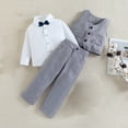 thumbnail image 4 of Edvintorg 2-7 Years Fashion Boys Dress Clothes Suits Toddler Long Sleeve Button Gentleman Shirt Pants Wedding formal Outfits 3Pcs School Boy Outfit for Kids, 4 of 6