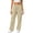 Khaki, variant on Ashyfjp Womens Solid Color Wide Leg Joggers Elastic Waistband Casual Trousers with Side Hand Pockets and Decorative Seams Versatile Commuting Wear, Size (S-3XL)