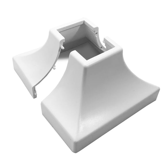 Simshoe Deck Post Base Cover – Durable, Snap-Together Shoe Base Instantly Transforms Hand & Stair Rail Feet – Porch, Stair & Deck Base Brackets Covers – UV-Resistant ABS Plastic (White)