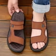 thumbnail image 4 of CQONEPT Men's Leather Slip-On Sandals Retro Two-Strap Buckle Design Anti-Slip Sole Comfortable Casual Slides for Walking Beach Indoor & Outdoor Brown Size 8.5, 4 of 8