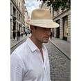 thumbnail image 4 of Gustave Straw Trilby Fedora Hat for Men Women Short Brim Panama Sun Hat Summer Breathable Beach Hat - Khaki, 4 of 8