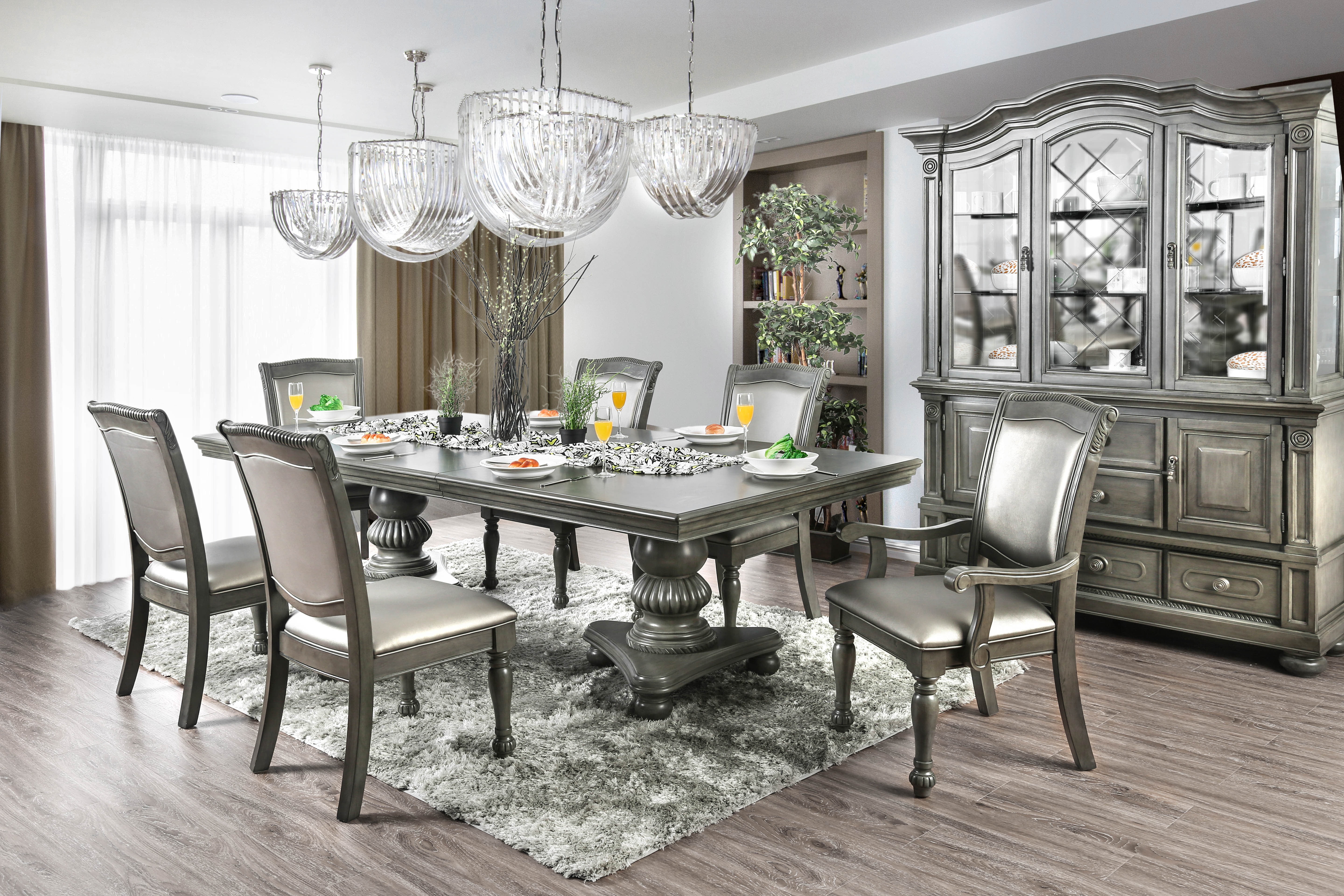 Furniture of America Paxton Padded Dining Arm Chairs - Set of 2, Gray