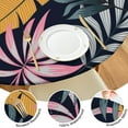 thumbnail image 4 of Backed Round Tablecloth with Hawaiian Floral and Palm Leaf Designs, Waterproof and Stain-Resistant Vinyl Table Cover with Elastic Edge for Secure Fit and Table Protection, 4 of 7