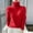 Red, variant on Women's Knitted Turtleneck Sweater Long Sleeve Base Layer Top