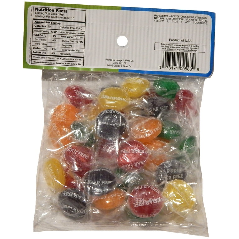 Howe Assorted Fruit Buttons Hard Candy, 6 oz Bag with Fruity