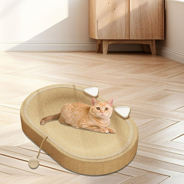 Cama ovalada para rascar gatos, muebles de salón para gatos, Protector, juguetes de entrenamiento duraderos, rascador de gato de Sisal para cachorros con oreja