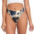 thumbnail image 1 of Balery Exotic Blue Cat Tangas de Algodón para Mujer con Estampado – Ropa Interior Sexy, Transpirable, G-string-Small, 1 of 6