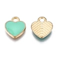 thumbnail image 2 of 100pcs Alloy Enamel Charms Heart Light golden Aquamarine 12x10x2mm Hole: 2mm, 2 of 3