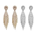 thumbnail image 3 of Pendientes largos y delgados de moda y elegantes, pendientes de hada con flecos de gotas de agua plateadas, pendientes de gotas de agua para mujer, 3 of 6
