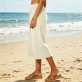 thumbnail image 5 of Women's Linen Blend Wide Leg Cropped Pants Elastic Waist Casual Summer Capri Trousers with Pockets Lightweight Breathable Palazzo Lounge Wear for Everyday Comfort, 5 of 7