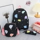 thumbnail image 4 of Mochila Mochila de dibujos animados de 3 piezas para mochila de estudiante con caja de almuerzo (negro), 4 of 4